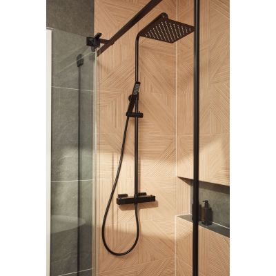 KFA Armatura Logon Black zestaw prysznicowy Premium ścienny termostatyczny z deszczownicą czarny mat 5746-920-81
