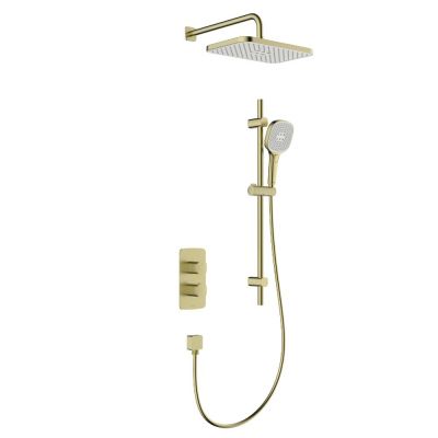 KFA Armatura Malaga zestaw prysznicowy podtynkowy termostatyczny z deszczownicą złoty szczotkowany 5759-301-31