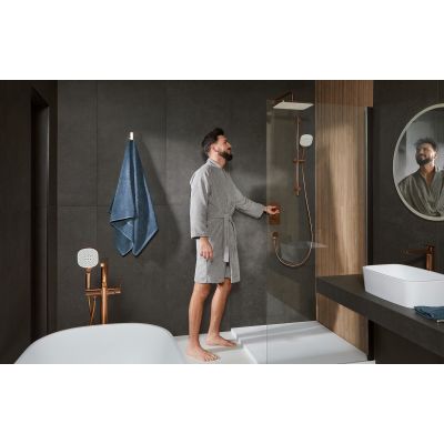 KFA Armatura Malaga zestaw prysznicowy podtynkowy termostatyczny z deszczownicą różowe złoto szczotkowane 5759-301-34