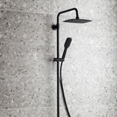 KFA Armatura Logon Black zestaw wannowo-prysznicowy ścienny z deszczownicą czarny 5136-915-81