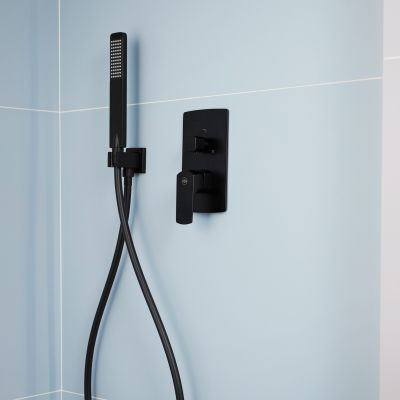 KFA Armatura Mokait Black zestaw prysznicowy podtynkowy z deszczownicą czarny mat 5539-511-81