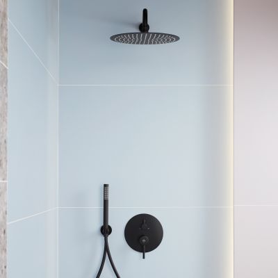 KFA Armatura Moza Black zestaw prysznicowy podtynkowy z deszczownicą czarny mat 5039-501-81