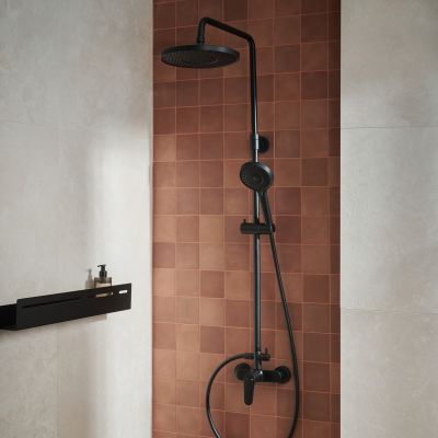 KFA Armatura Otava Black zestaw prysznicowy ścienny z deszczownicą czarny mat 5556-910-81