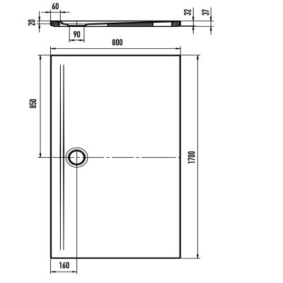 Kaldewei Superplan Zero brodzik 80x170 cm prostokątny z obniżonym nośnikiem ze styropianu model 1608-5 biały 360847980001