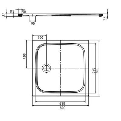 Kaldewei Cayonoplan brodzik 80x80 cm kwadratowy model 2251-5 z obniżonym nośnikiem styropianowym warm grey 50 361147980670