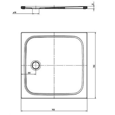 Kaldewei Cayonoplan brodzik 90x90 cm kwadratowy model 2254-5 z obniżonym nośnikiem styropianowym pergamon 361447980231