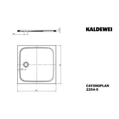 Kaldewei Cayonoplan brodzik 90x90 cm kwadratowy model 2254-5 z obniżonym nośnikiem styropianowym cool grey 30  361447980663