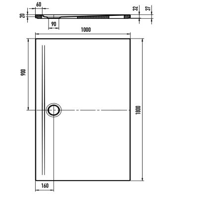 Kaldewei Superplan Zero brodzik 100x180 cm prostokątny z obniżonym nośnikiem ze styropianu model 1618-5 biały 364847980001