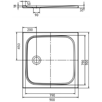 Kaldewei Cayonoplan brodzik 90x90 cm kwadratowy model 2254-1 biały 361400010001