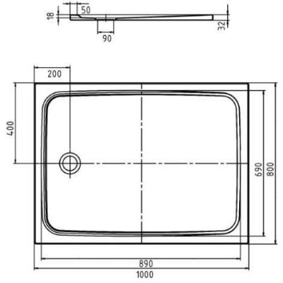 Kaldewei Cayonoplan brodzik 100x80 cm prostokątny model 2256-1 z powierzchnią uszlachetnioną biały 361600013001