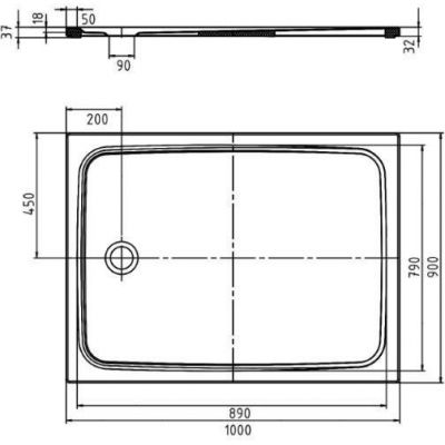 Kaldewei Cayonoplan brodzik 100x90 cm prostokątny model 2257-5 z obniżonym nośnikiem styropianowym, powierzchnią uszlachetnioną, wykończeniem przeciwpoślizgowym biały 361747943001