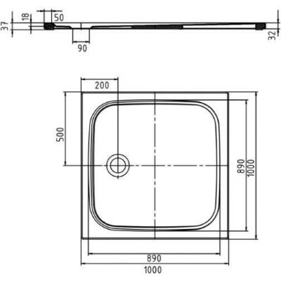 Kaldewei Cayonoplan brodzik 100x100 cm kwadratowy model 2258-5 z obniżonym nośnikiem styropianowym biały 361847980001