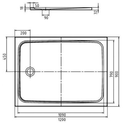 Kaldewei Cayonoplan brodzik 120x90 cm prostokątny model 2263-1 z powierzchnią uszlachetnioną biały 362300013001