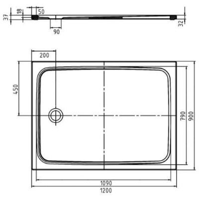 Kaldewei Cayonoplan brodzik 120x90 cm prostokątny model 2263-5 z obniżonym nośnikiem styropianowym biały mat 362347980711