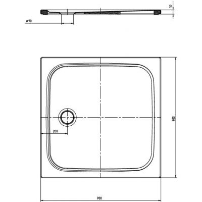Kaldewei Cayonoplan brodzik 90x90 cm kwadratowy model 2254-5 z obniżonym nośnikiem styropianowym biały 361447980001