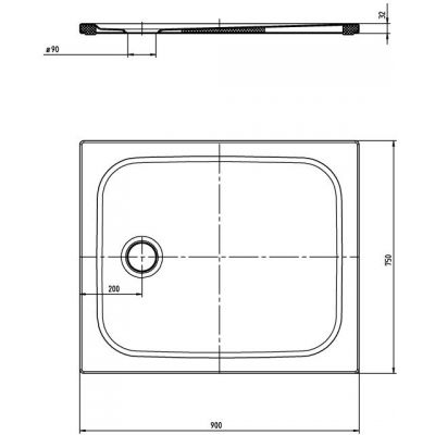 Kaldewei Cayonoplan brodzik prostokątny 90x75 cm biały 361347980001