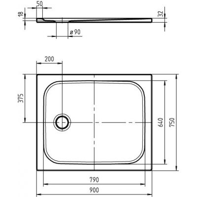 Kaldewei Cayonoplan brodzik 90x75 cm prostokątny model 2253-1 biały 361300010001