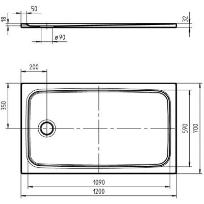 Kaldewei Cayonoplan brodzik 120x70 cm prostokątny model 2260-1 biały 362000010001