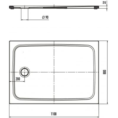 Kaldewei Cayonoplan brodzik 110x80 cm prostokątny model 2222-5 z obniżonym nośnikiem styropianowym biały 375247980001