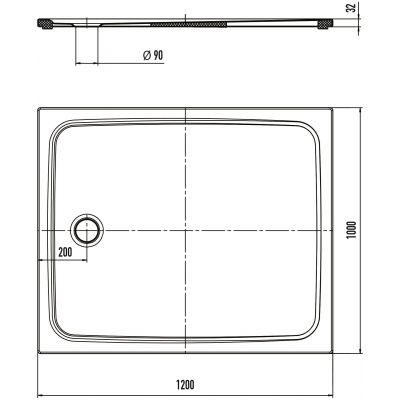 Kaldewei Cayonoplan brodzik 120x100 cm prostokątny model 2227-5 z obniżonym nośnikiem styropianowym biały 375747980001