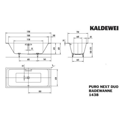 Kaldewei Puro Next Duo wanna prostokątna 170x75 cm z powierzchnią uszlachetnioną biała 143800013001