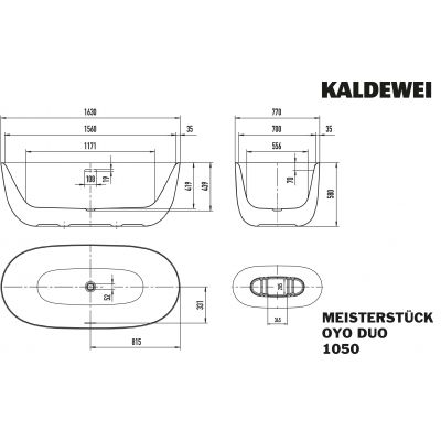 Kaldewei Meisterstück Oyo Duo wanna wolnostojąca 163x77 cm owalna model 1050-4034 biała 205043530001