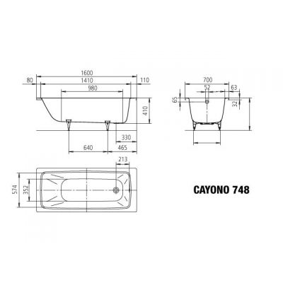 Kaldewei Cayono wanna prostokątna 160x70 cm model 748 biała 274800010001