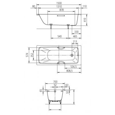 Kaldewei Cayono Star wanna prostokątna 150x70 cm model 753 z otworami na uchwyty biała 275300010001