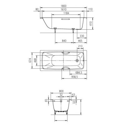 Kaldewei Cayono Star wanna prostokątna 180x80 cm model 757 z otworami na uchwyty biała 275700010001