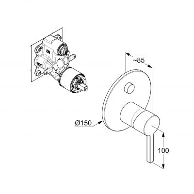 Kludi Nova Fonte Puristic bateria wannowo-prysznicowa podtynkowa czarny mat 207593915
