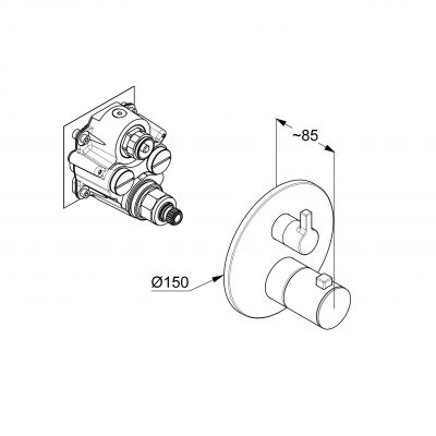 Kludi Nova Fonte Puristic bateria prysznicowa podtynkowa termostatyczna czarny mat 208853915