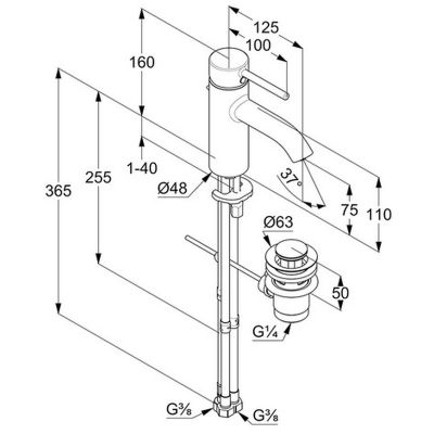 Kludi Bozz bateria umywalkowa stojąca 382770576