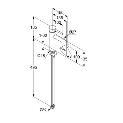 Kludi Bozz bateria umywalkowa stojąca nikiel szczotkowany 38282N576