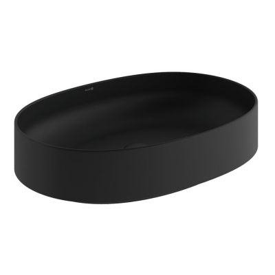 Kludi Resa O umywalka z korkiem 60x40 cm owalna nablatowa czarny mat 58CW2039