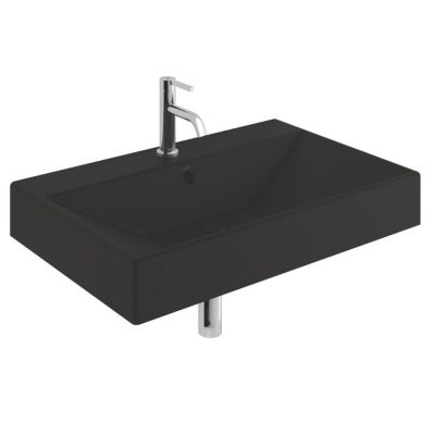 Kludi Resa umywalka z korkiem 81x50 cm prostokątna meblowa-nablatowa czarny mat 559WW8139