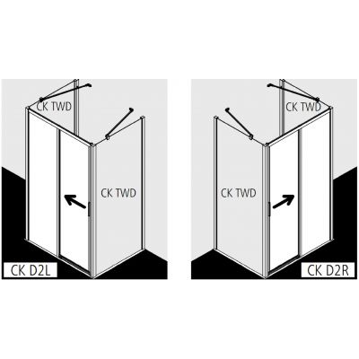 Kermi Cada XS drzwi prysznicowe 110 cm prawe srebrny wysoki połysk/szkło przezroczyste CKD2R11020VPK