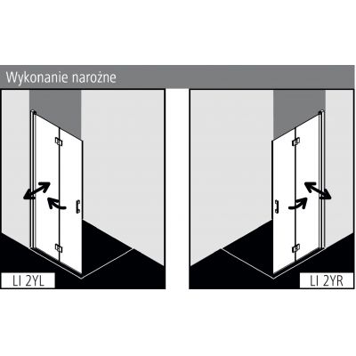 Kermi Liga Walk-In ścianka prysznicowa 90 cm wolnostojąca lewa srebrny wysoki połysk/szkło przezroczyste LI2YL09020VPK