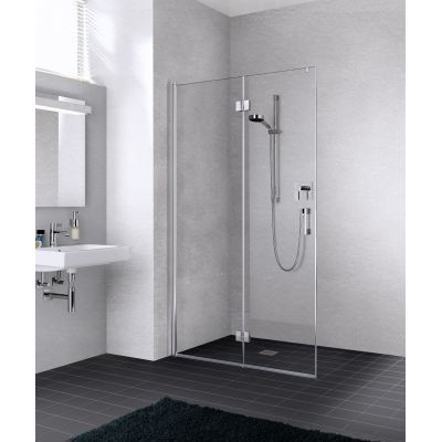 Kermi Liga Walk-In ścianka prysznicowa 90 cm wolnostojąca lewa srebrny wysoki połysk/szkło przezroczyste LI2YL09020VPK