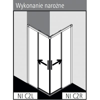 Kermi Nica NI C2 kabina prysznicowa część lewa 80x80 cm kwadratowa NIC2L08020VPK