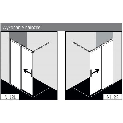 Kermi Nica Walk-In ścianka prysznicowa 110 cm prawa wolnostojąca czarny soft/szkło przezroczyste NIJ2R110203PK