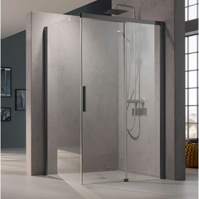 Kermi Nica NI TWL ścianka prysznicowa 90 cm lewa czarny soft/szkło przezroczyste NITWL090203PK