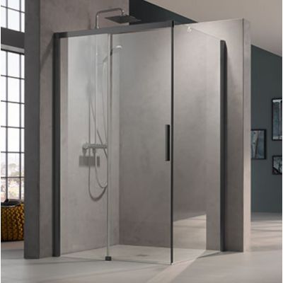 Kermi Nica NI TWL ścianka prysznicowa 120 cm lewa czarny soft/szkło przezroczyste NITWL120203PK