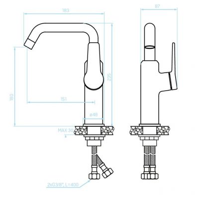 Kuchinox Alanis bateria umywalkowa stojąca czarny/złoty BQI725G
