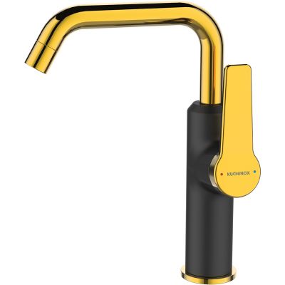 Kuchinox Alanis bateria umywalkowa stojąca czarny/złoty BQI725G