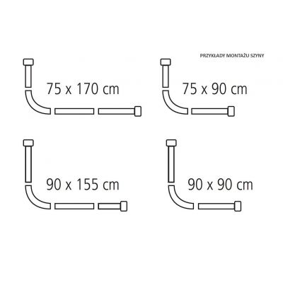 Kleine Wolke Narożna szyna do zasłony prysznicowej biała 170x75 cm biały 3336100019
