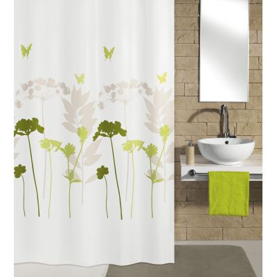 Kleine Wolke Barcelona zasłona prysznicowa 180x180 cm tekstylna biały/kwiaty 5188602344