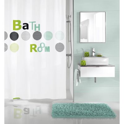 Kleine Wolke Bathroom zasłona prysznicowa 180x200 cm tekstylna biały/napisy 5219654305