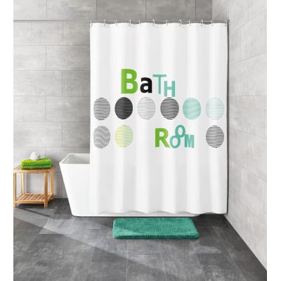 Kleine Wolke Bathroom zasłona prysznicowa 180x200 cm tekstylna biały/napisy 5219654305