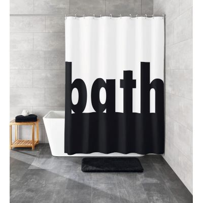 Kleine Wolke Bath zasłona prysznicowa 180x200 cm tekstylna biały/napisy 5959185305