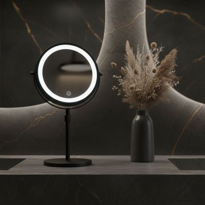 Kleine Wolke LED Mirror lusterko kosmetyczne 20,5x37 cm okrągłe z oświetleniem srebrny 8507926886